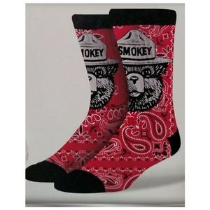 2 PAIR!!!!!!!! SMOKEY THE BEAR Licensed Socks RED